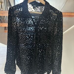 PAIGE Black Sheer Button Down Shirt